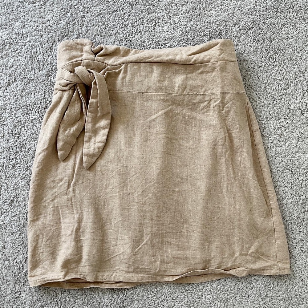 Cotton Candy Linen Beige Skirt Mini Skirt Small